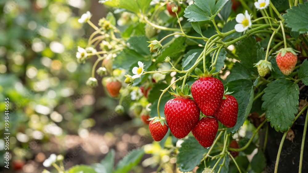 Obraz premium ripe strawberry on the bush