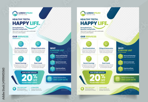 Dental and Medical Flyer Pamphlet or Leaflet Design Template