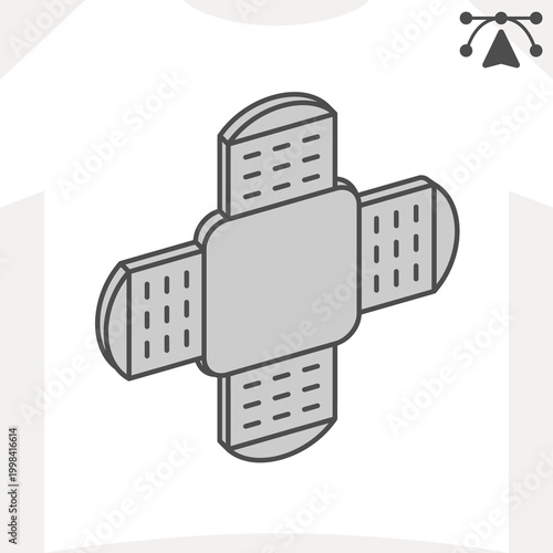 Plaster isometric icon, adhesive strip concept. Vector graphics. Wound care sign and editable stroke, outline style icon for mobile or web design.