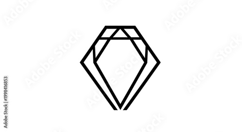 Tableau sur toile Geometric Diamond Shape Icon, Abstract Faceted Gemstone Outline, Minimalist Luxu