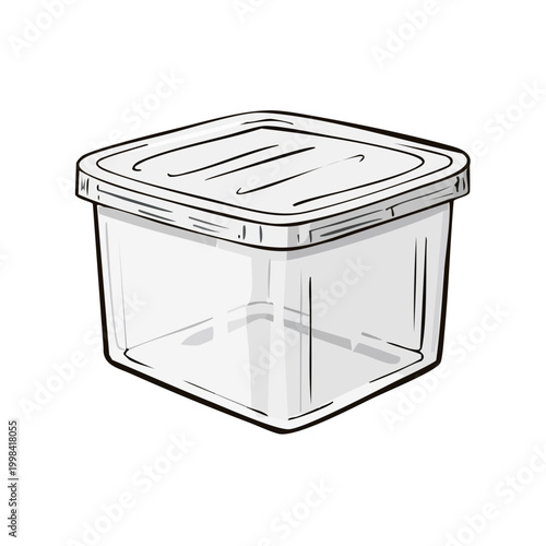 Clear Square Plastic Container with Lid for Food Storage or Organization