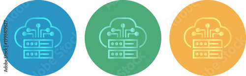 Cloud server technology icons with circuits and glass effect technology circuits computing internet software database connection electronic information exchange