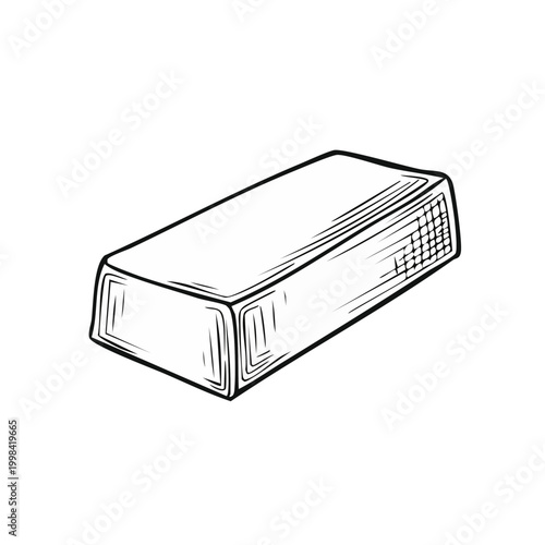 Hand Drawn Sketch of a Rectangular Gold Bar with Detailed Texture