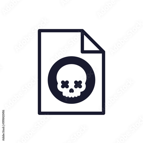 infected file, malware icon on white