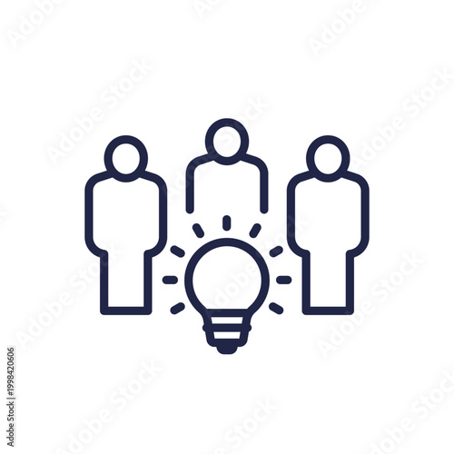 people and an idea line icon with light bulb