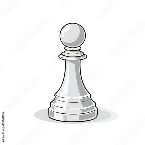 Classic White Chess Pawn Piece Standing Alone
