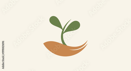 Photos Hand holding a sprouting plant, symbol of growth, new life, and nature care