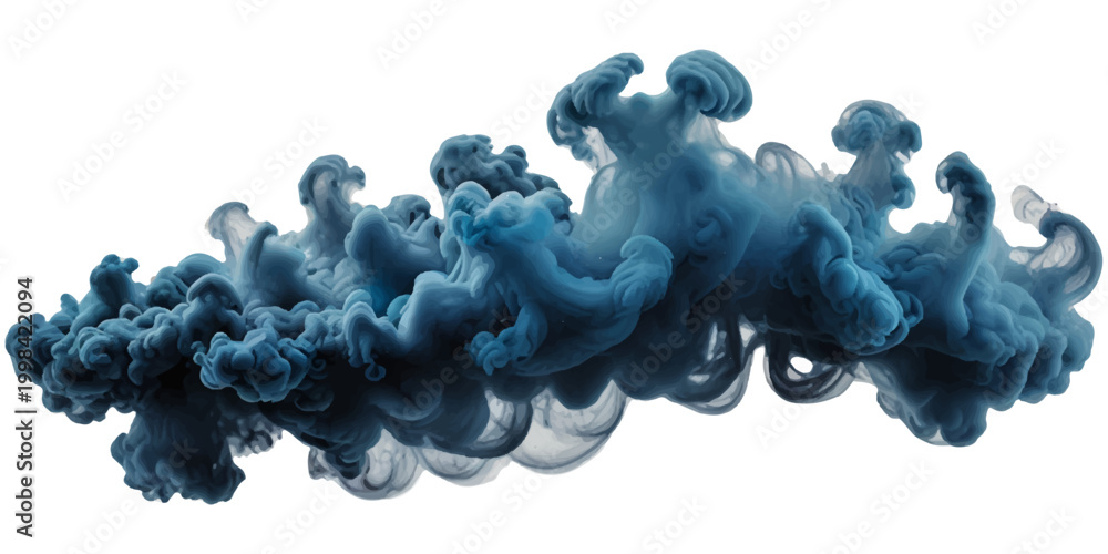 Obraz premium Vibrant Blue Smoke Explosion Border Isolated On Transparent Background Featuring Soft Cloud Dispersion Perfect For Artistic Compositions And Creative Visual Design