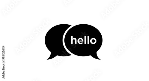 Cuadro en lienzo Black Speech Bubbles Icon with Hello Text on White Background
