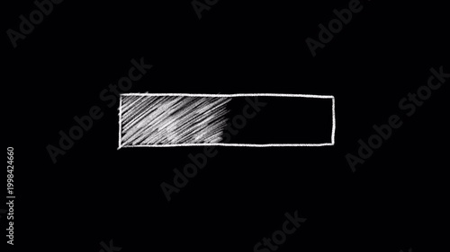 Doodle chalk animation loading bar with transparent background