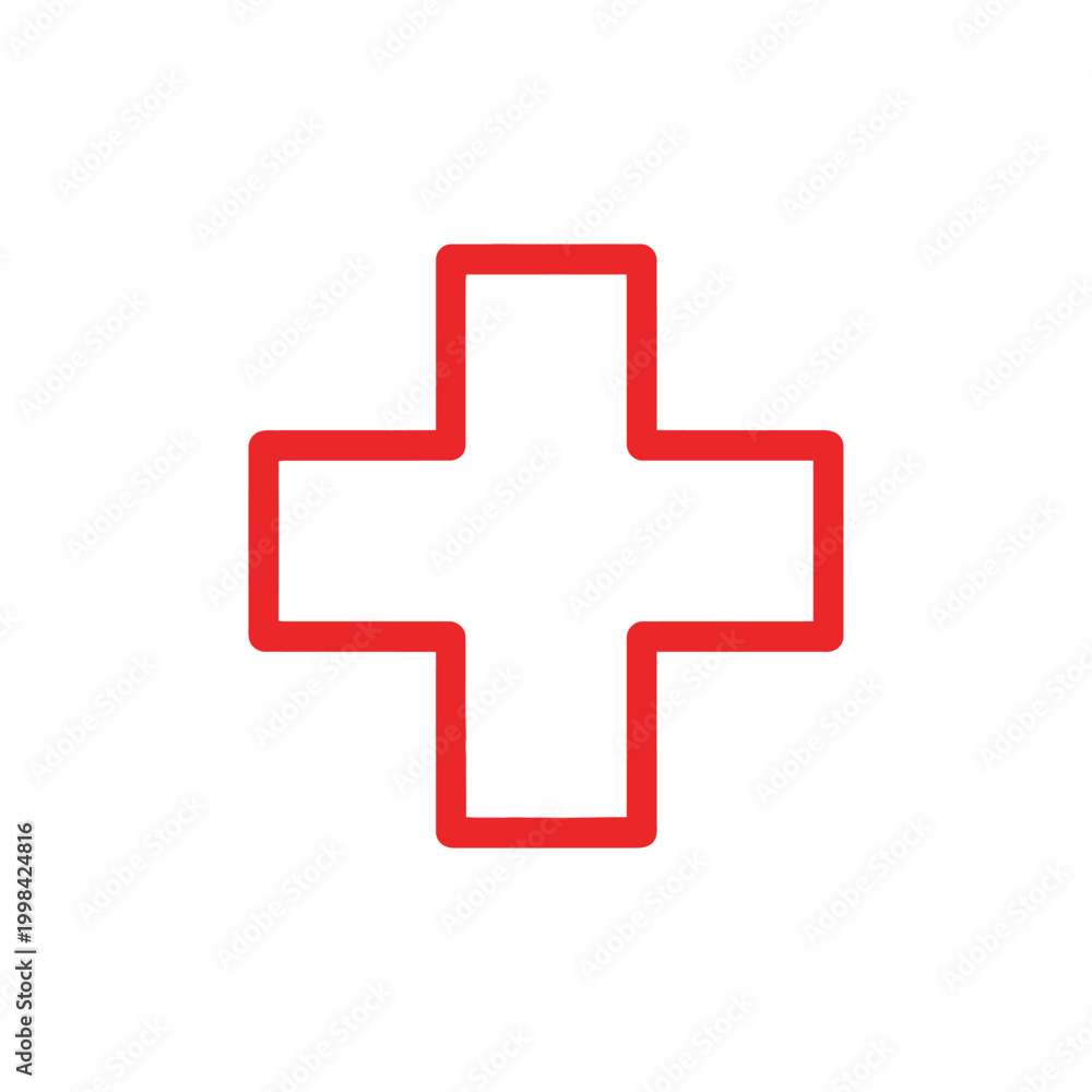 Obraz premium Red Medical Cross Symbol on White Background