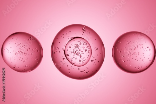 Pink cells or bubbles on pink background, 3D render