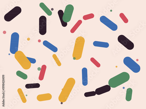 Fotografie Colorful Pill Capsule Shapes Modern Abstract Background