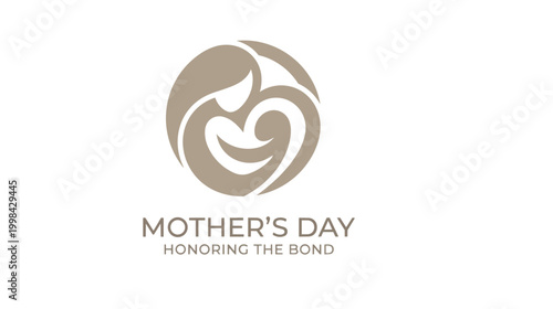 Mother Day Abstract Mother and Baby Icon Minimalist Symbol Logo Vector Design