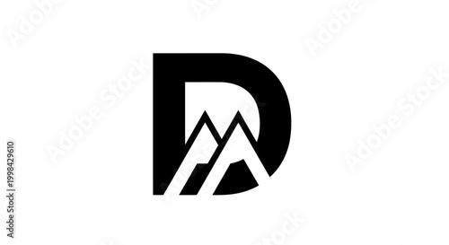 Free Download Minimalist letter D logo featuring stylized mountain peaks - GFXLoad