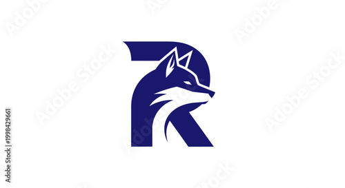 Foto Minimalist letter R logo integrated with fox head silhouette