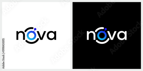 word mark nova logo design, minimalist digital technology logo concept
