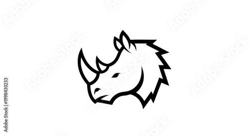 Bild auf Leinwand Minimalist rhinoceros head logo icon in black line art