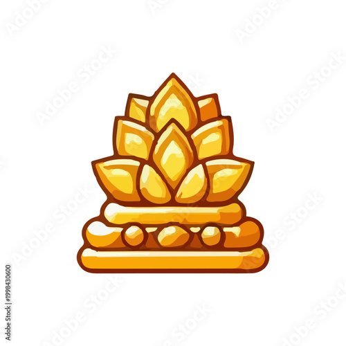 Golden Royal Crown with Jewels and Crystals Vector Illustration
