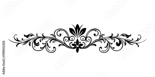 Elegant Floral Scroll Divider Illustration - Vintage Ornament Border Decoration