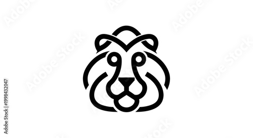 Modern black and white lion head monoline logo icon
