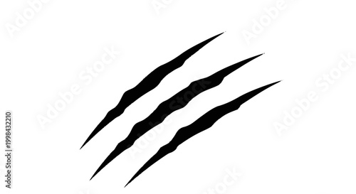 Black animal claw marks scratch isolated on white background