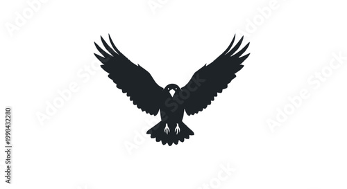 Black eagle silhouette flying with wings spread