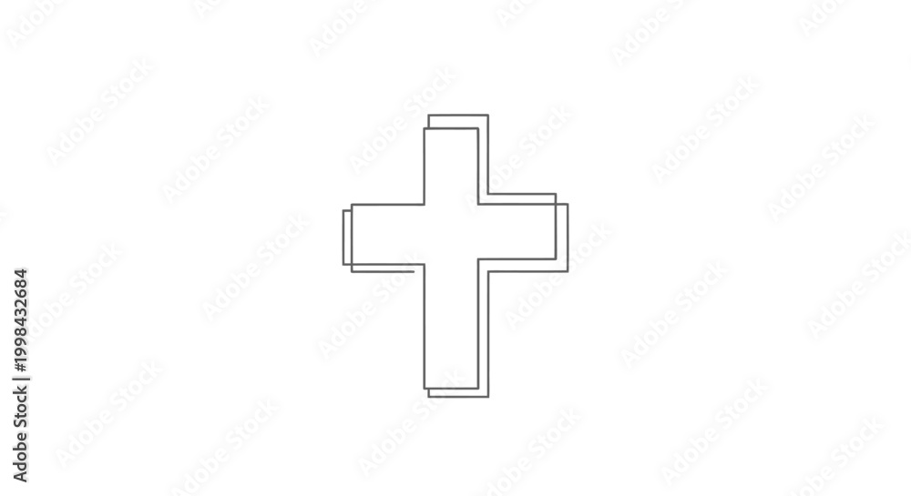 Fototapeta premium Minimalist Christian Cross Symbol, Simple Line Art, Religious Icon, Faith Concept