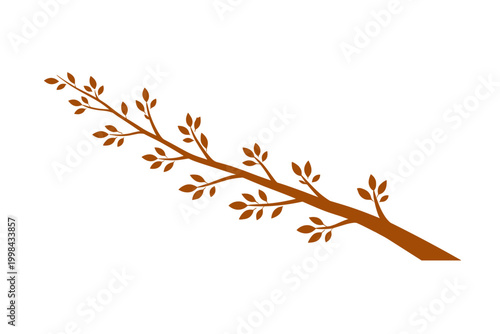 Elegant artistic illustration of a graceful brown tree branch adorned with delicate leaves, depicting natural beauty and organic design element
