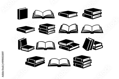 Collection of diverse book illustrations, symbolizing knowledge, education, and reading, ideal for academic design and literary web applications
