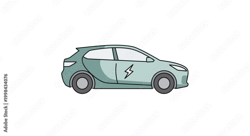 Fototapeta premium Illustration of an electric car with a lightning bolt symbol.