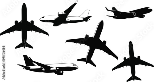 Office management and digital productivity silhouette set, featuring eight black vector icons of laptops, file folders, clipboards, and notebooks isolated on white.