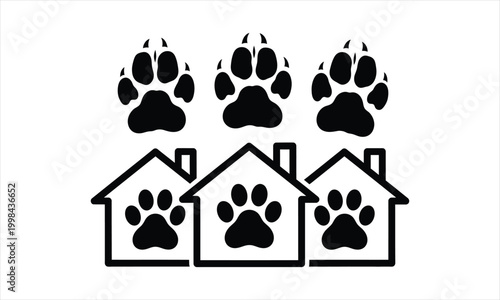 Paw print house silhouette a playful design with animal tracks