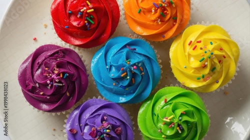 Rainbow Cupcakes With Colorful Frosting