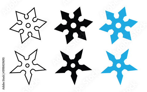 A set of ninja stars, also known as shuriken, a traditional Japanese throwing weapon.