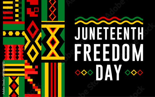 Juneteenth Freedom Day Background with African Pattern Design. Perfect for celebrating African American heritage, emancipation, and cultural pride. Ideal for posters, social media, and banner