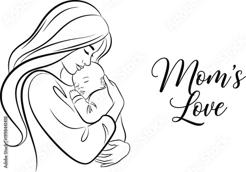 drawing love sweet newborn gentle maternity design lineart baby
