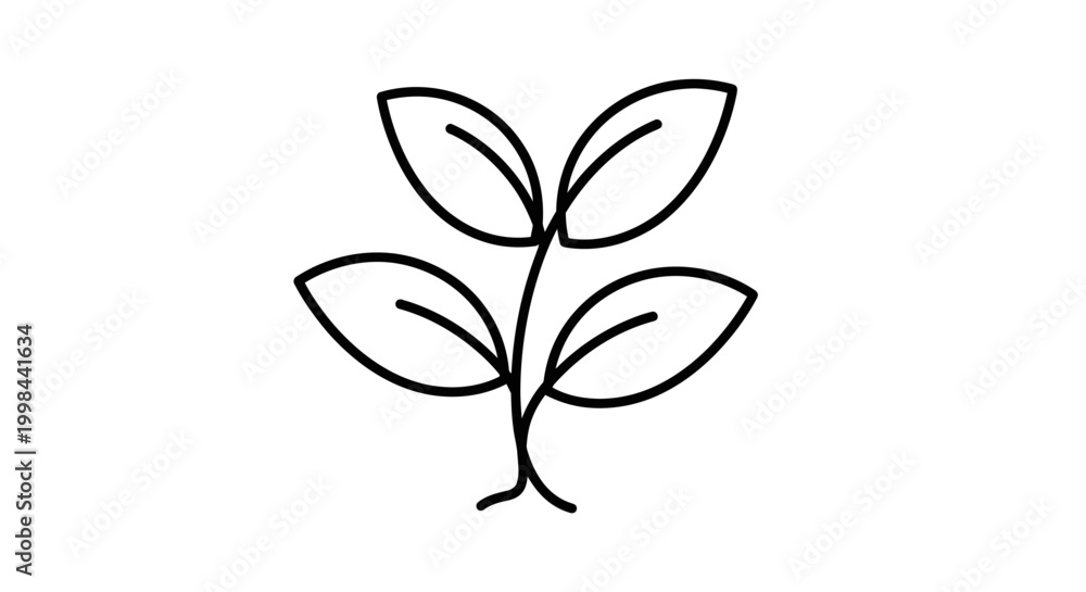 Fototapeta premium Minimalist plant sprout icon, simple outline drawing, growth concept