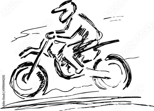 Motocross rider jumping in action, dirt bike racing and extreme sports adrenaline thrill