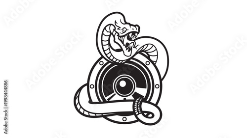 Dragon wearing armored helmet with futuristic circular chest plate and fighter design mascot logo icon featuring armor suit, emblem, outline art