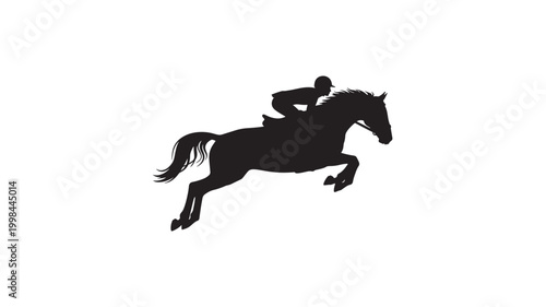Horse silhouette jumping over ground in a premium vector style for equestrian logos, posters, and sports branding design