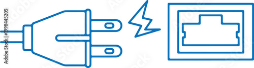 Power plug and network port with electrical spark plug in connection point electrical connection electricity technology internet transfer illustration abstract hardware electronic