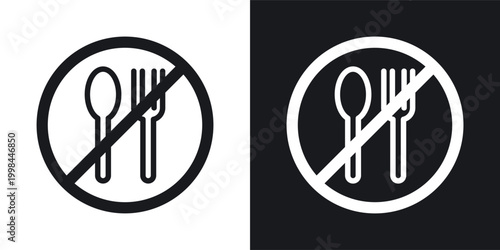 Tableau sur toile No food icons set in black and white stroke lines
