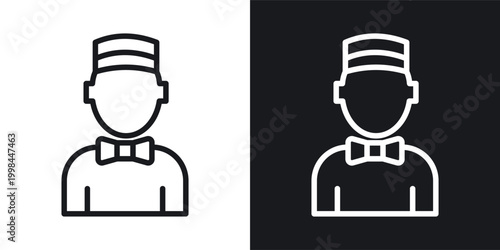 Fotografie Porter icons set in black and white stroke lines
