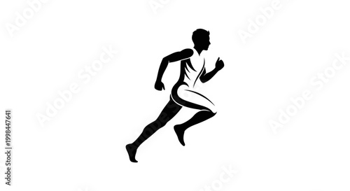 Fotografie Runner Silhouette, Sprinting Athlete, Athletic Motion, Sports Vector Graphic