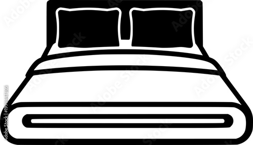 Bed linen set with pillows icon
