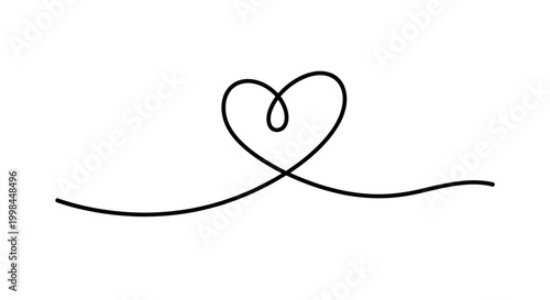 Simple continuous line drawing of a heart shape with a flowing line