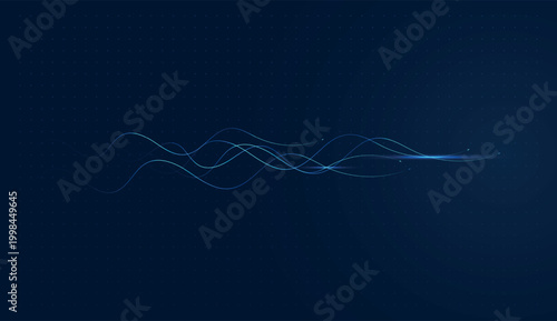 Glowing blue lines curve into an arrow pointing upward, signifying a breakthrough in digital finance. business graphic shows a clean upward