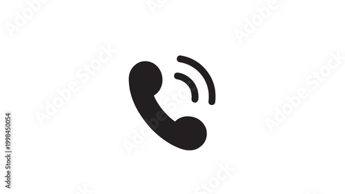 Phone call icon with wireless signal waves symbol for premium communication and connectivity on white background featuring telephone, calling,