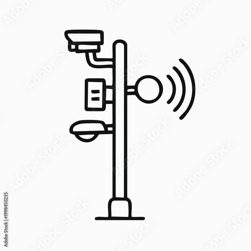 Smart street pole with surveillance camera and sensor nodes